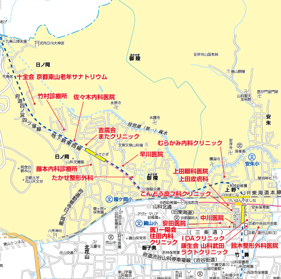 学区別マップ 陵ヶ丘 安朱 山科医師会